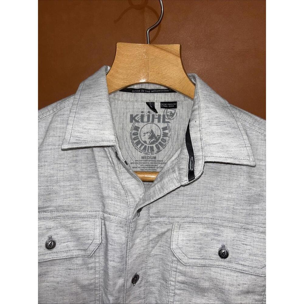 KUHL Shirt Men's Size Med Gray SHIFTR 5 Panel Button Up Linen Blend Hiking - Picture 3 of 11